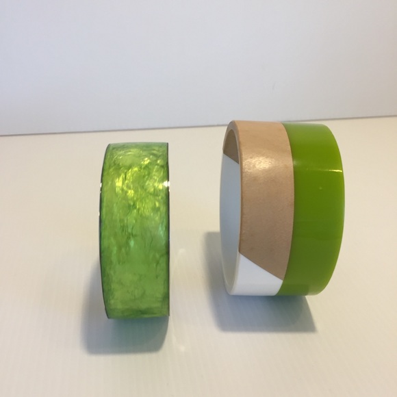 LIME GREEN BRACELET DUO resin feel enamel look - Picture 4 of 14